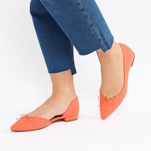 ASOS Pointed Ballet Flats Coral Pink Orange Slip On Shoes